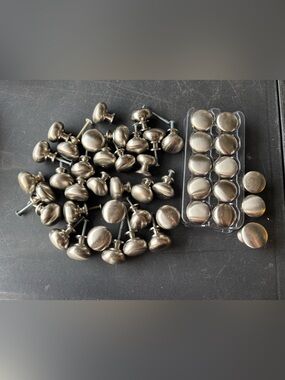 46pc collection of brushed nickel drawer knobs